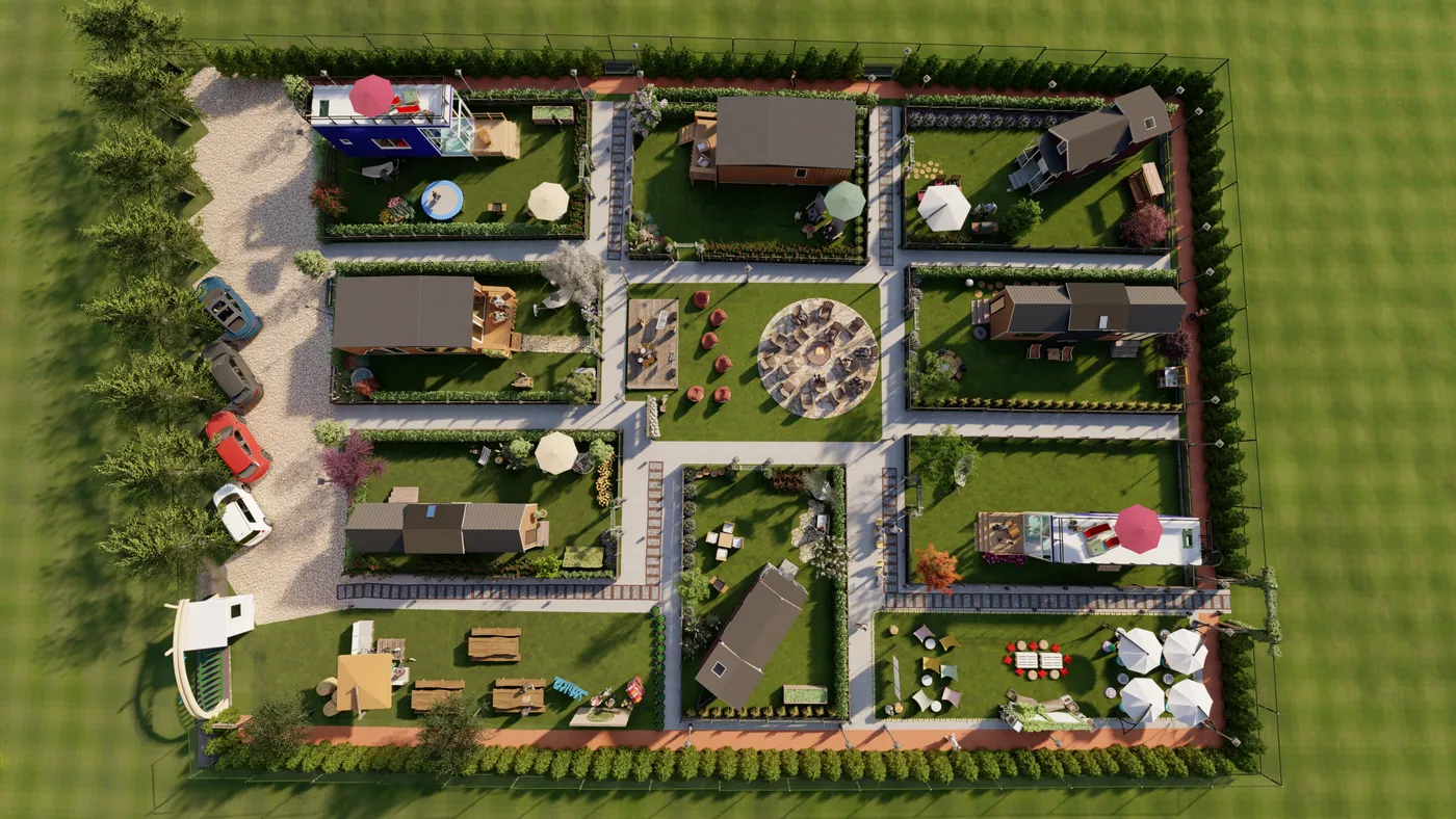 Tiny House Village Drone View